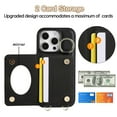 thumbnail image 6 of TECH CIRCLE for iPhone 14 Pro Case, Quilted PU Leather Double Magnetic Clasp Shockproof Cover with Card Holder Shoulder Strap Mirror Ring Stand Flip Wallet Case for iPhone 14 Pro 6.1",Black, 6 of 6