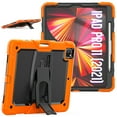 thumbnail image 2 of Dteck Built-in Screen Protector Case for iPad Pro 12.9 inch 3rd/4th/5th/6th Generation (2018/2020/2021/2022),Shockproof Silicone+PC Case Kickstand Cover with Shoulder Strap,Orange, 2 of 7