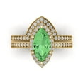 thumbnail image 2 of Clara Pucci 14K Yellow Gold Marquise Cut 2Ct Simulated Green Diamond Engagement Ring + Matching Band - Luxury Box Included, 2 of 7