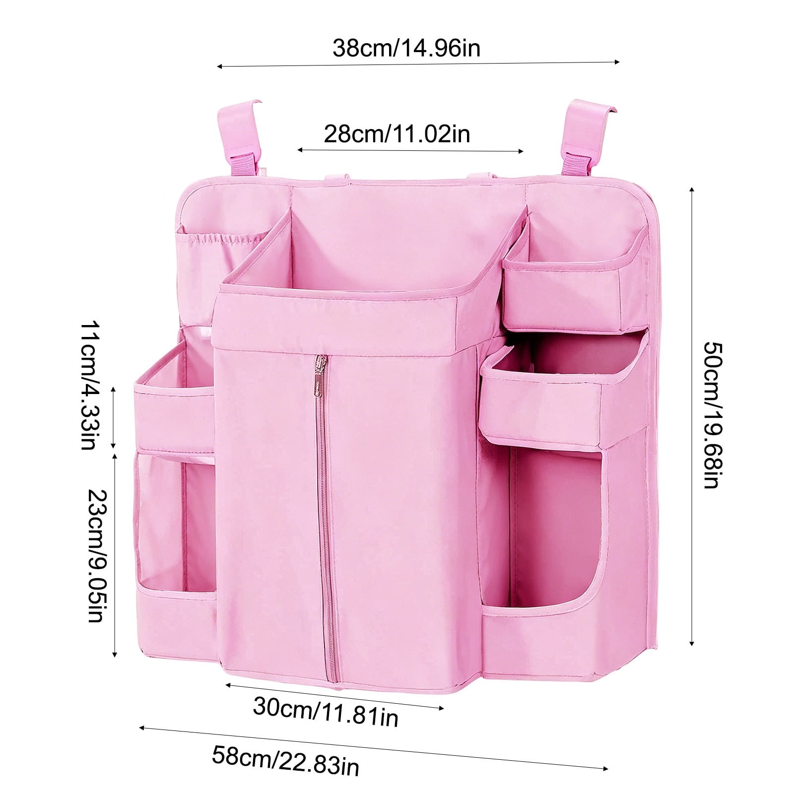 Necessities Hanging Diaper Organizer for Changing Table and Crib - Holds 10+ Diapers & Essentials, Heavy Duty Stacker Storage for Playard, 22.8" L x 19.7" W x 5.5" H