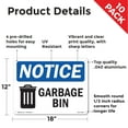 thumbnail image 2 of Garbage Can OSHA Notice Aluminum Sign 18 Inch x 12 Inch - 10 Pack, 2 of 8