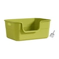 thumbnail image 1 of Caja de arena para gatos, fácil de transportar, suministros para mascotas con asas huecas, fácil de limpiar, para gatos domésticos verde, 1 of 8