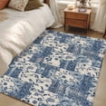 thumbnail image 4 of Area Rug for Living Room, Watercolor Floral Non-Slip Indoor Large Carpet for Bedroom/Dining Room, Vintage Country Tribal Tie-dye Flowers Blue Washable Low-Profile Floor Mat Runner Rugs - 3 x 5 Ft, 4 of 8