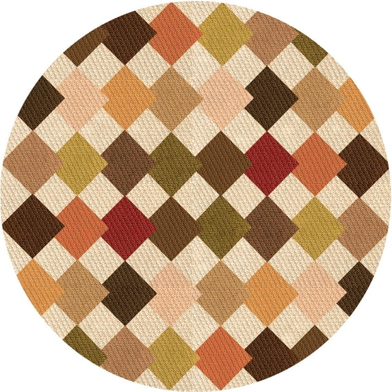 Ahgly Company Machine Washable Indoor Round Transitional Mahogany Brown Area Rugs, 3' Round