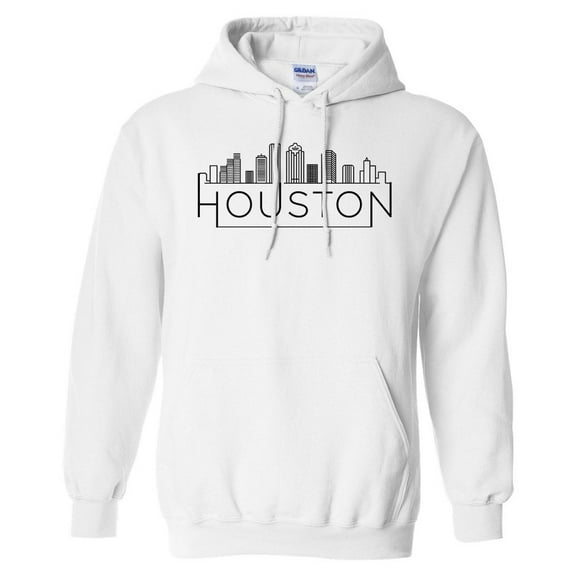 Skyline Houston Texas Hoodie Sweatshirt Unisex Medium White
