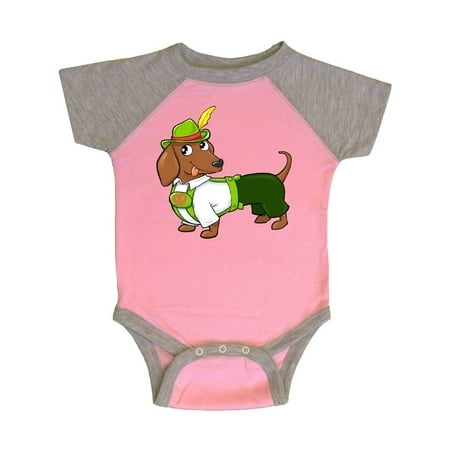 

Inktastic Cute brown dachshund in traditional German costume Gift Baby Boy or Baby Girl Bodysuit