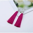 thumbnail image 3 of Clip on silver top 4 1/2" Xlong thread earrings in a variety of bright colors, 3 of 13