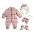 thumbnail image 4 of ZACPNCV Infant Baby Boys Girls Winter Snowsuit Romper Hoodied Footie Outwear Toddler Jumpsuit Down Coat Jacket Pink 12-18 Months, 4 of 9