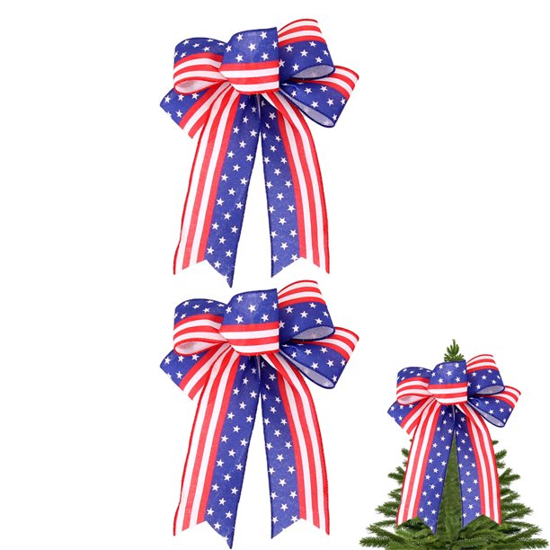 lazos decorativos con bandera patriótica de estrellas y rayas, lazos de corona patriótica, decoraciones de corona del 4 de julio, lazos del Día de los Caídos, decoraciones del Día de la
