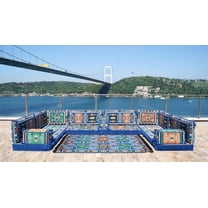 Blue Arabic Floor Sofa Set, U Shaped Floor Cushions, Patio Sofas, Terrace Sofa, Ethnic Sofa, Moroccan Sofas, Floor Seating for Adults