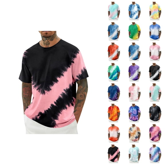 Tie Dye T Shirts for Man 2026 Summer Casual Lightweight Breathable Short Sleeve Slim Fit Crewneck Tee Shirt
