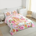 thumbnail image 4 of Homewish Dreamy Princess Castle Queen Comforter Set,Pink Flower Bedding Sets,Fairy Tale Theme Bedding Comforter Set For Girls Kids,Breathable Home Decor Reversible,3pcs, 4 of 9