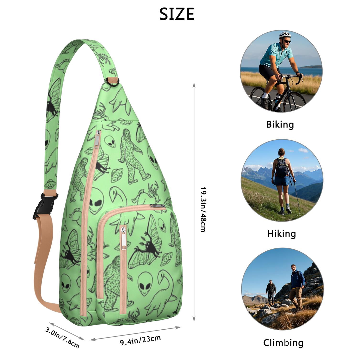 Bigfoot Hiking Sling Backpack – Mythical Sasquatch Crossbody Bag for Outdoor Adventures, Camping & Travel