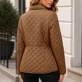 thumbnail image 4 of HCBY Women's Quilted Jacket Snap Button Front Lapel Collar Long Sleeve Lightweight Padded Coat with Pockets, Diamond Quilted Casual Outerwear for Fall Winter Work Everyday, 4 of 7