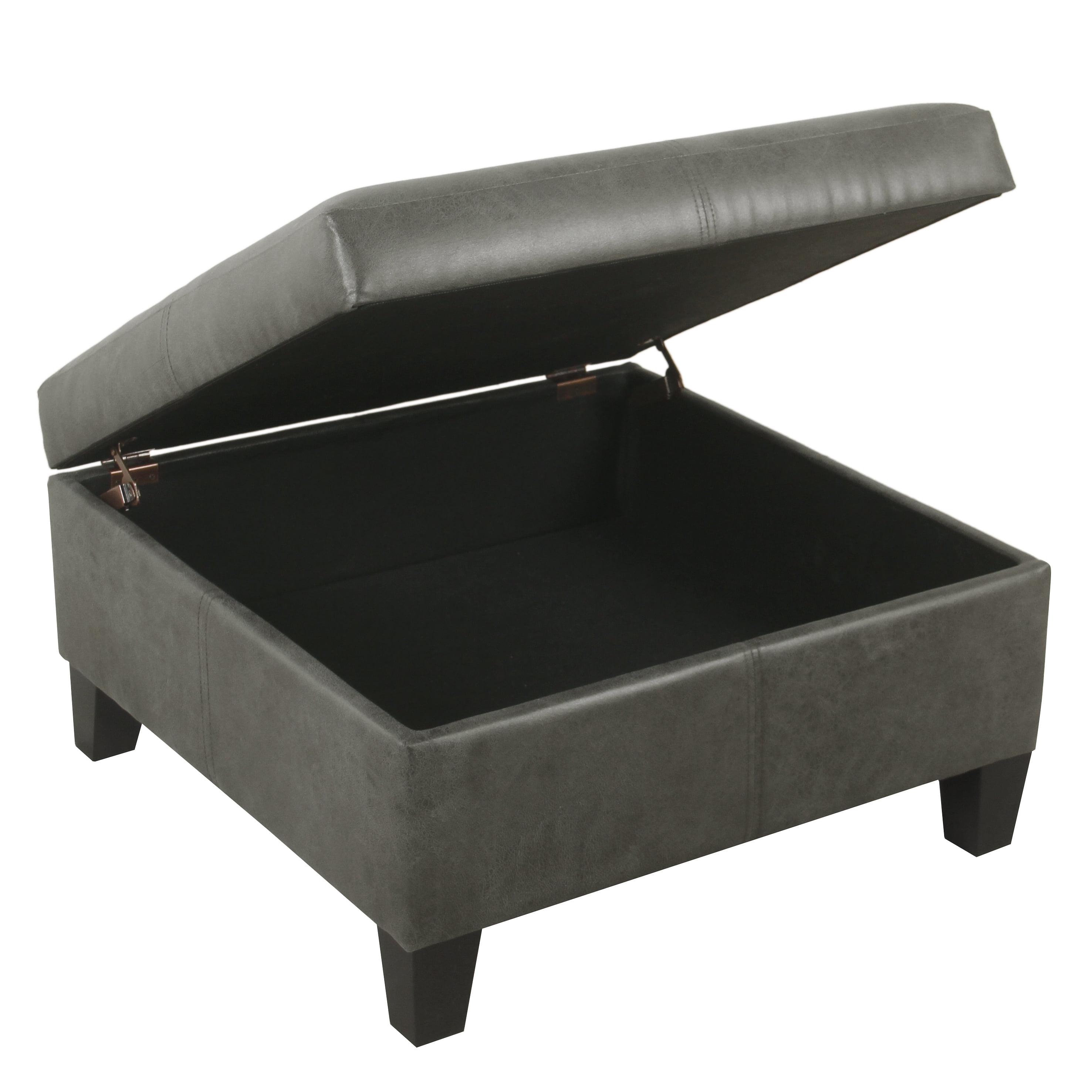 HomePop Luxury Large Faux Leather Storage Ottoman, Multiple Colors