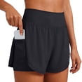 thumbnail image 4 of Women's High Waist Wide Leg Yoga Shorts with Elastic Waistband for Fitness and Tennis,Black,XS, 4 of 5