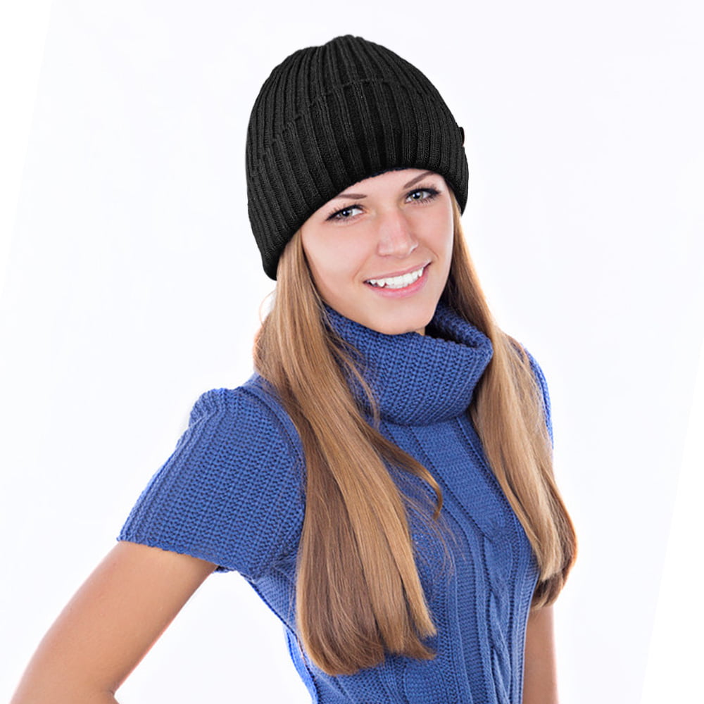 OZERO Knit Beanie Winter Hat Thermal Polar Fleece Snow Skull 