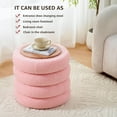 thumbnail image 4 of Wimarsbon Round Storage Ottoman, Modern Sherpa Footstool, Teddy Vanity Stool with Flip-Top Tray, Makeup Chair for Home Decor, Upholstered Footrest for Living Room & Bedroom (Pink L), 4 of 18