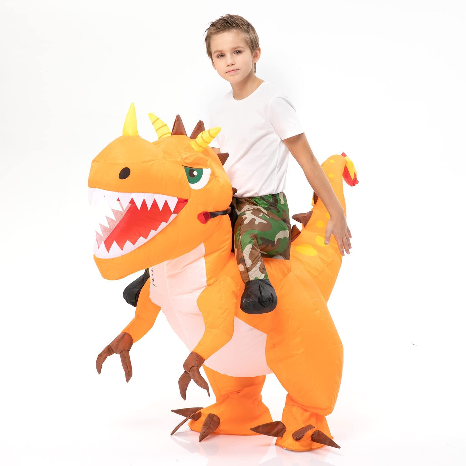 Inflatable Dinosaur Costume for Kids Riding T Rex Air Blow up Costume