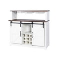 thumbnail image 7 of Farmhouse Coffee Bar Cabinet, 47" Wine Bar Cabinet w/Sliding Barn Door & Wine and Glass Rack, Kitchen Buffet Cabinet w/Storage Shelves for Dining Room, Antique White, 7 of 7