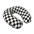 thumbnail image 2 of Zufioo Black and White Checkerboard for Memory Foam U-shaped Pillow, Buckle and Invisible Zipper Neck Head Support Airplane Pillow for Travel Car Home-One Size, 2 of 8