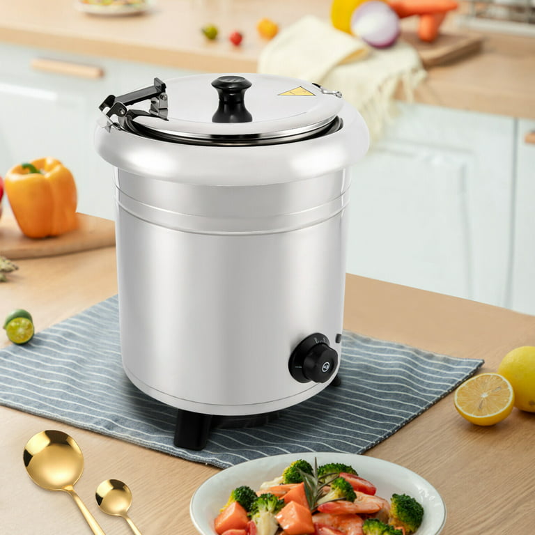 MIDUO 10 Quart Electric Countertop Soup Kettle Food Warmer and Insulation  with stainless steel cover 