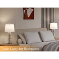 thumbnail image 3 of Maxax Coastal Glass Table Lamps Set of 2, Modern 25.5" Clear Glass Bedside Lamps with White Shade for Bedroom Living Room, 3 of 6