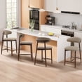 thumbnail image 1 of MALOL Counter Height Bar Stool Set of 4, Mid Century Modern Upholstered Bar Stool with Curved Back and Wooden Frame, for Kitchen, Cafe, or Home,Camel, 1 of 9