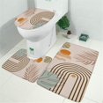 thumbnail image 2 of Brown Boho Geometric and Plant Pattern Bathroom Rugs Sets 3 Piece,Toilet Cover Set,Absorbent Non Slip Bathroom Mats Sets with U-Shaped Contour Rug Toilet Rug Set, 2 of 5