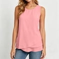 thumbnail image 6 of cocolona Womens Summer Linen Tank Tops Crew Neck Sleeveless Ruffle Hem Shirts Dressy Casual Tunic Solid Color Blouses, 6 of 6