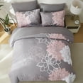 thumbnail image 4 of Davulos King Comforter Set Grey 7 Pieces Bed in a Bag Pink Floral Bedding Sets Elegant Flower Bed Set Lightweight Comforter for All Season with Flat Sheet, Fitted Sheets, Pillowcases & Shams, 4 of 8