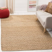 SAFAVIEH Natural Fiber Haven Geometric Braided Jute Area Rug, Natural/Red, 5' x 8'