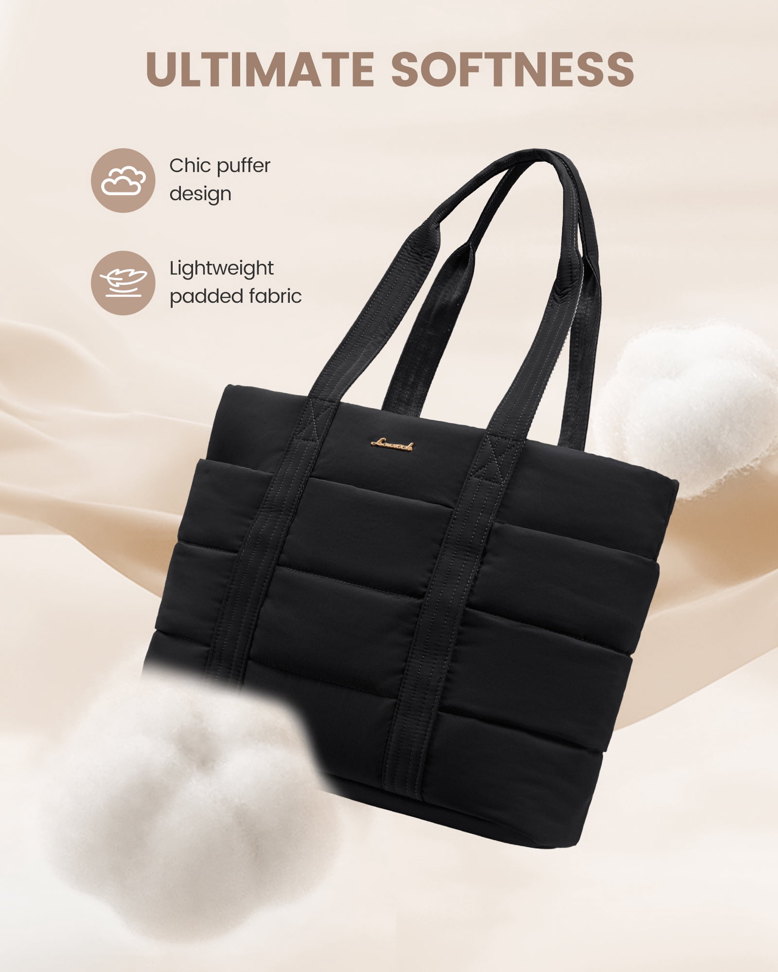 Lovevook Diaper Bag Tote,Fashion Mommy Tote Bag Work Travel Diaper Bag Fit up to 15.6inch Laptop Chic Puffer Fabric Soft & Comfortable