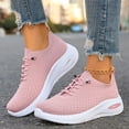 thumbnail image 4 of Women's Slip on Walking Shoes Comfortable Non Slip Mesh Casual Running Sneakers Lace Up Platform Footwear with Arch Support Pink Size 6.5, 4 of 5