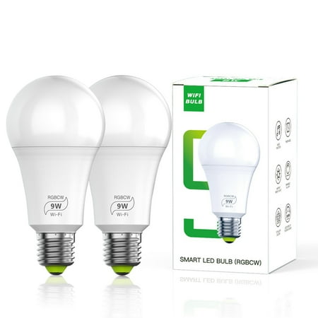

Smart WiFi Light Bulbs [2 Pack] Compatible w/ Alexa & Google Without Hub Dimmable Schedules Color Changing RGBCW Smart Bulb Lights LED Bulb E26 9W 800LM