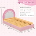thumbnail image 3 of Gymax Kids Twin Platform Bed Frame Upholstered Twin Size Bed w/ Wooden Slats Support Pink, 3 of 10