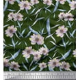 thumbnail image 1 of Soimoi Green Rayon Fabric Arrow & Anemone Floral Print Fabric by Yard 56 Inch Wide, 1 of 3
