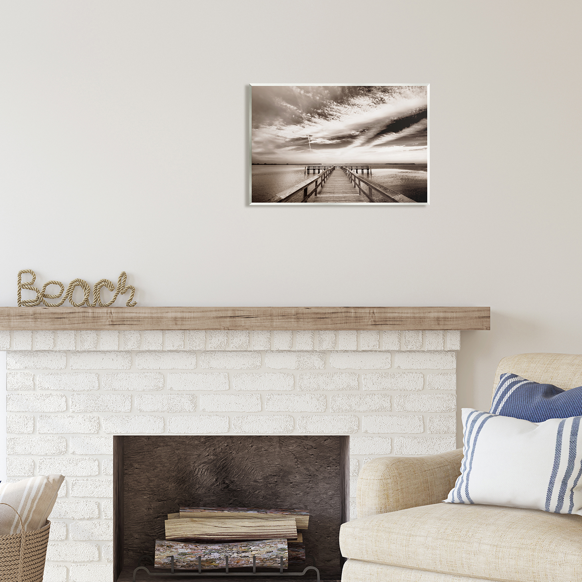 Stupell Industries Dock with Cloudy Sky Landscape Photography Unframed Art Print Wall Art, 19 x 13