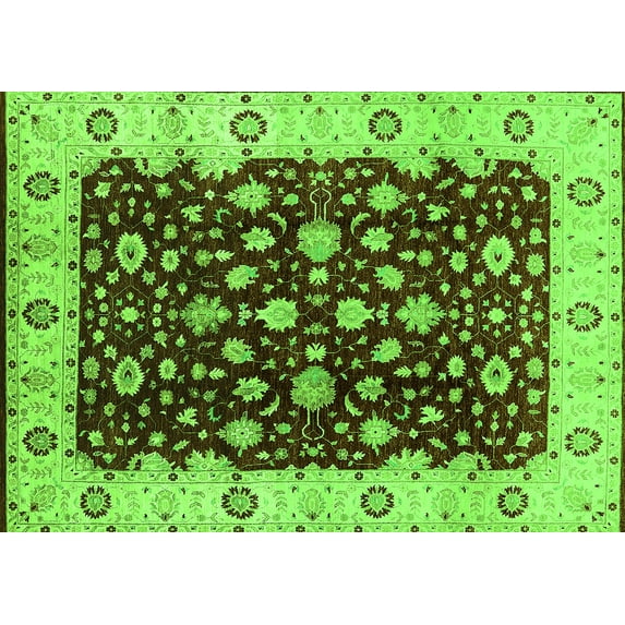 Ahgly Company Indoor Rectangle Oriental Green Industrial Area Rugs, 4' x 6'