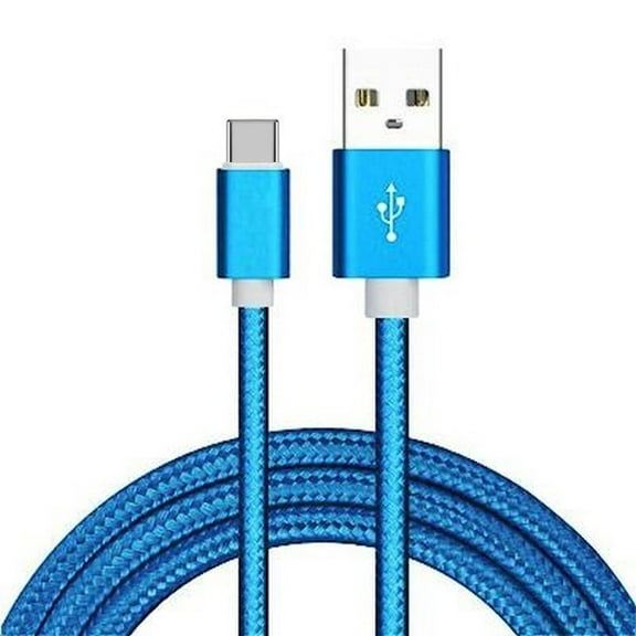 6.5 Ft. High-Speed 3A Nylon Braided USB-A to USB-C (Type-C) Charge & Sync Cable - Blue