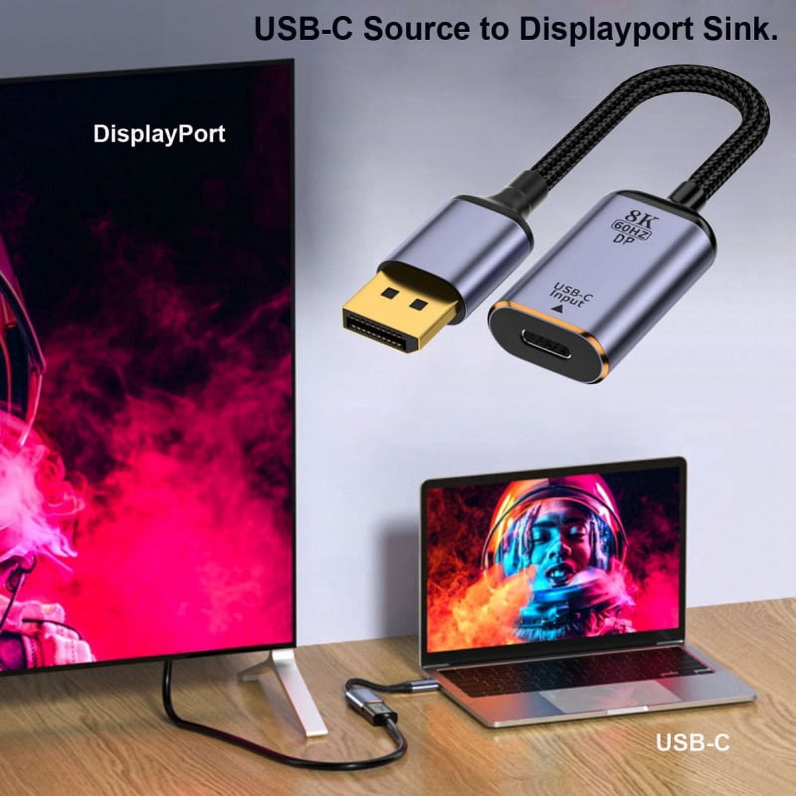 FVH USB-C Type C Female Source to Displayport DP 1.4 Sink HDTV Cable 8K@60hz 4K@120hz for Tablet Phone Laptop