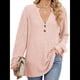 thumbnail image 1 of Camisa Henley de Larga para Mujer, Cuello en V, Suéteres Casuales Elegantes, Ropa de Moda para Otoño. Rosa L, 1 of 10