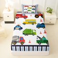 thumbnail image 3 of Manfei Police Car Twin Sheets,Striped Pattern Bedding,White,3 Pieces,1 Fitted Sheet and 1 Pillowcase, 3 of 6