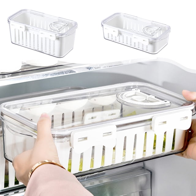 Xihbxyly Organizador para Refrigerador, Contenedor de Alimentos con Tapa, Diseño Compacto, Rastreador de Frescura, Material Pet Inodoro, Organizador para Refrigerador, Solución de Almacenamiento para