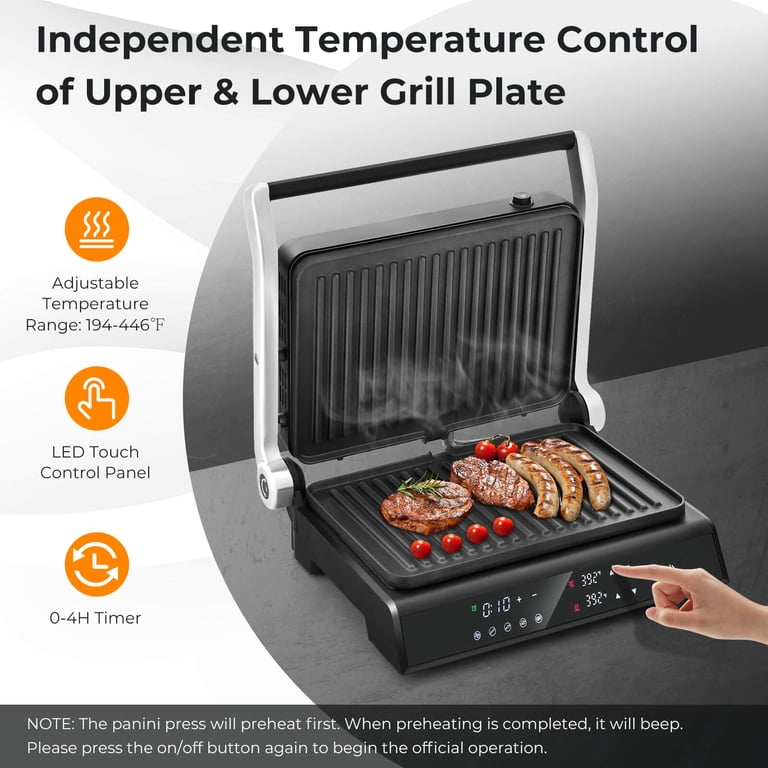 Costway Electric Panini Press with LED Display and Timer photo 6