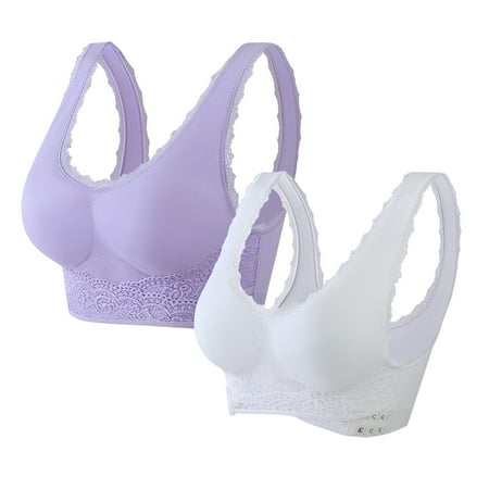 

Ersazi Sports Bras 2Pc Women S Plus Size Solid Color Non-Steel Ring Cross Side Clasp Gathering Comfort Bra On Clearance Purple Women S Fashion Bras Underwear Xxxxl