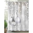 thumbnail image 2 of Fsddascl Christmas Shower Curtain Set - Standard 72" x 72" Washable Bathtub Curtain with 12 Hooks, Xmas Silver Balls Glitter Sparkle Stars Waterproof Fabric Stall Shower Curtains for Bathroom/Bathtub, 2 of 6