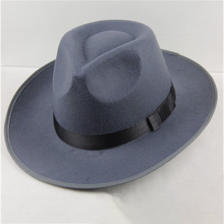 NMMUED Fedora Hats for Men Women Wide Brim Felt Panama Dress  display picture 2