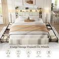 thumbnail image 2 of EnHomee Queen Size Bed Frame with 4 Drawers & 3-Tier Storage Shelf Upholstered Bed Frame Queen with Headboard Bed Frame Queen with LED Lights & Charge Station, No Box Spring Needed, No-Noise, Beige, 2 of 8