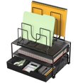 DecoBros Mesh Desk Organizer with Double Tray, 5 Stacking Sorter